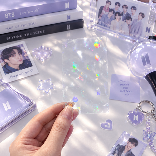 K-Pop Holographic Photocard Holder Sleeve – DIY Fan Collection Accessory