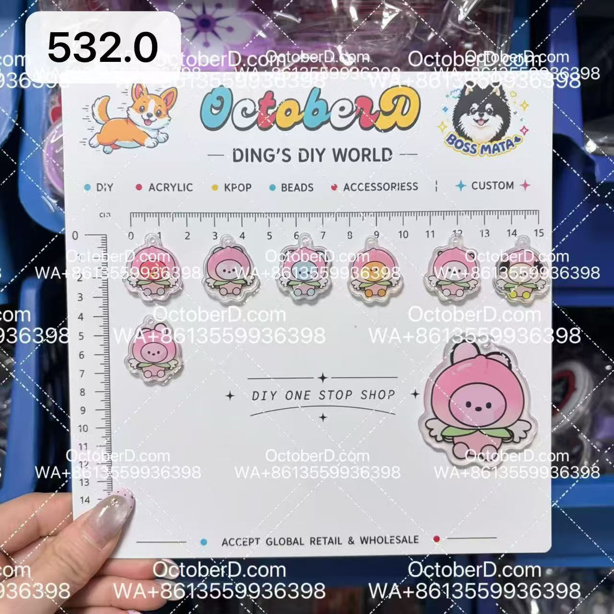 【Cartoon532.0】for ARMY- OT7 DIY Acrylic Keychain  –Acrylic charm for K-pop Concert Freebies (Preorder 5 Days)， keychain-accessories-beads-acrylic for DIY