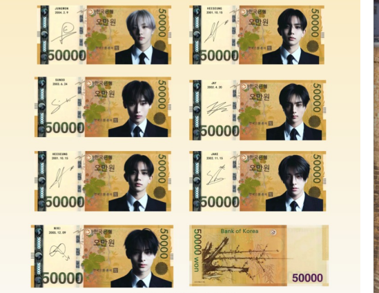 KPOP Idol Fan Money Bills Set | Collectible Banknote Style Cards for Multiple Groups