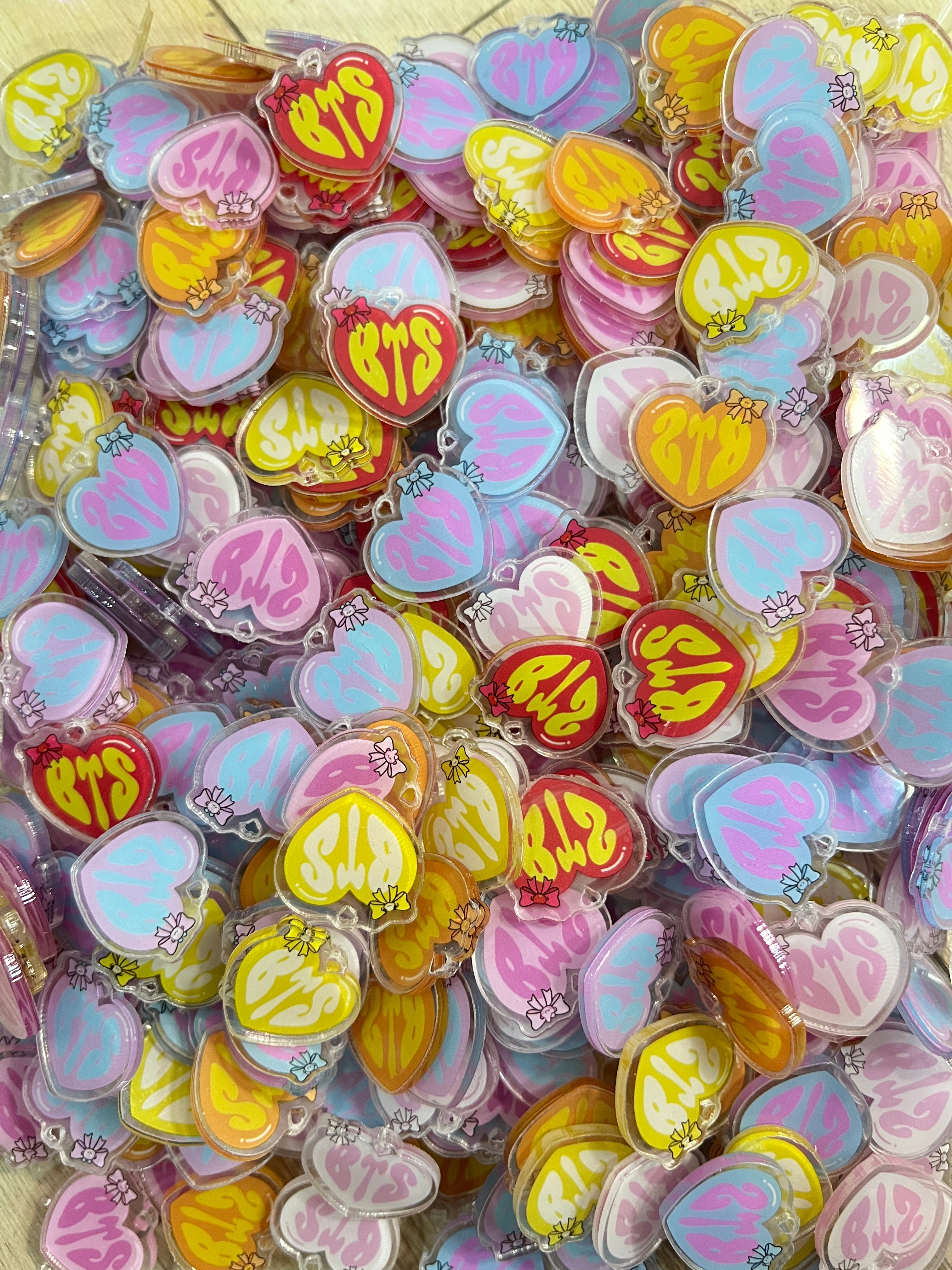 【148】for ARMY - heatr shape OT7 DIY Acrylic Keychain –Acrylic charm for K-pop Concert Freebies (Preorder 5 Days)， keychain-accessories-keychain-accessories-beads for DIY