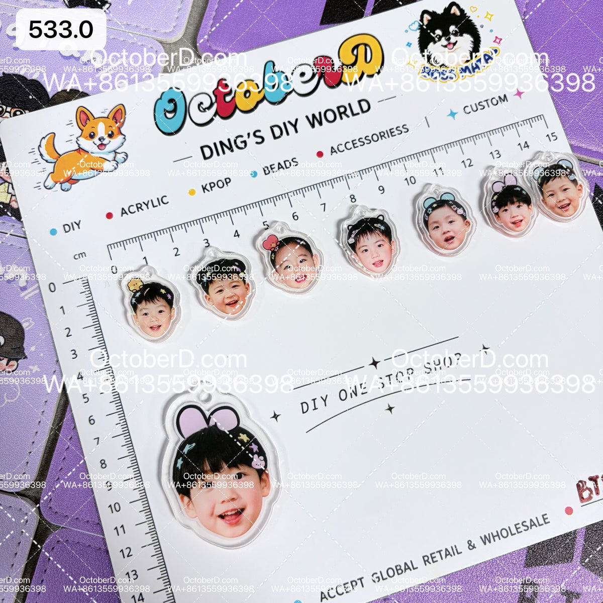 【533.0】for ARMY- OT7 DIY Acrylic Keychain  –Acrylic charm for K-pop Concert Freebies (Preorder 5 Days)， keychain-accessories-beads-acrylic for DIY