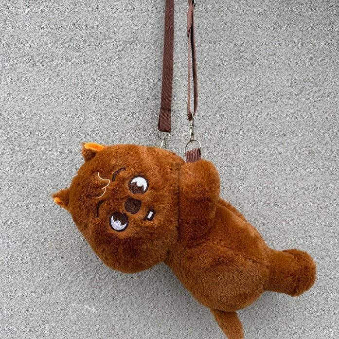 K-pop fandom collectible – Stray Kids inspired,for stay， fan-made unofficial animal character plush crossbody bag for STAY, kpop character inspired merch and kpop plush sling bag style.