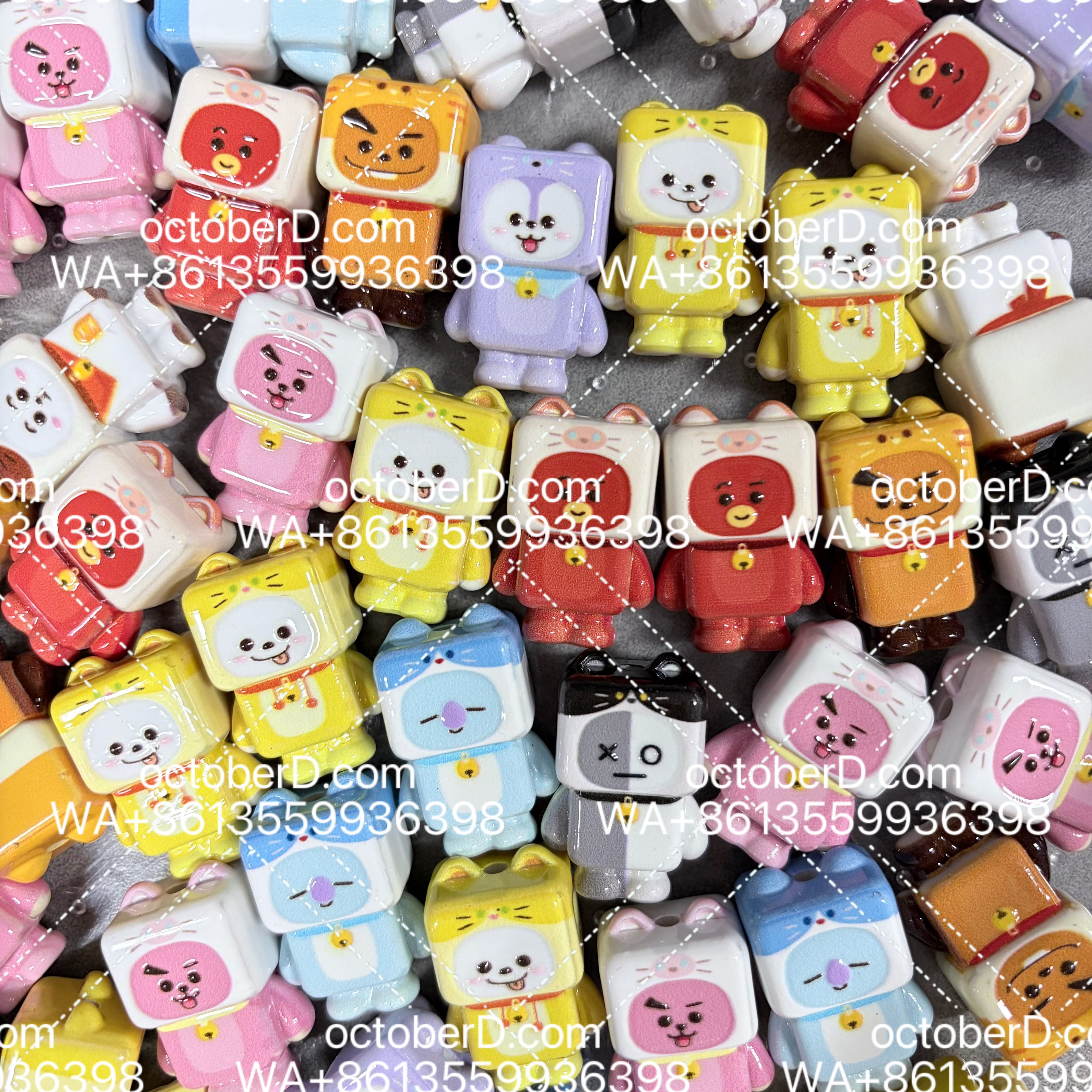 For ARMY Inspired Kpop Character Beads | Cute 7 Friends Robot Beads for Pens, Keychains & DIY Crafts