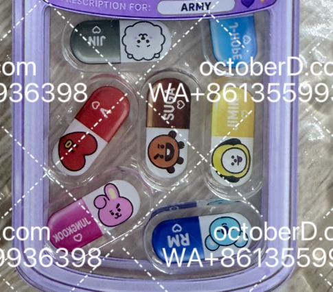 Bangtan OT7 Inspired Happy Pills Shaker Keychain insert | Purple Kpop Fanmade Acrylic Charm